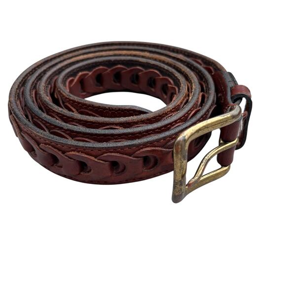 Men’s Argentinian Leather Woven Belt Sz 42 Boho Southwestern Crafted Ranch Core - Picture 1 of 3